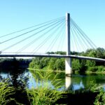 De special fiets/wandelbrug over de Donau naar de camping.