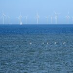 Groot windmolenpark in het IJsselmeer.
